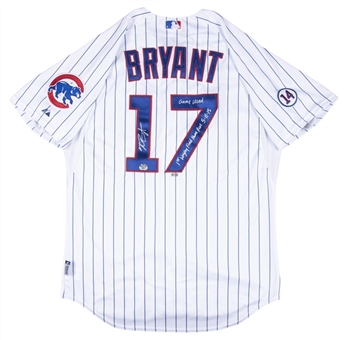 2015 Kris Bryant Game Used, Signed & Inscribed Chicago Cubs Home Jersey - 1st Wrigley Field Home Run On 5/11/15 - Includes Ernie Banks Memorial Patch (MLB Authenticated & Fanatics)